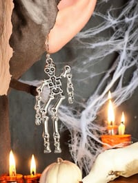 Image 2 of 3 pairs Vintage Silver Skeleton Dangling Earrings