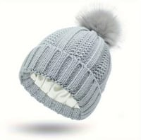 Image 1 of Satin Lined Pom Beanies 