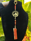 Snake Charmer Car Charm— gold orange/red jasper