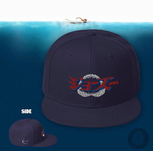 Image of Japanese Jaws Snapback Navy Blue One Size Fits All