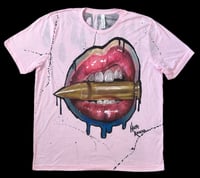 Image 1 of “BITE THE BULLET” CUSTOM PAINTED T-SHIRT XL
