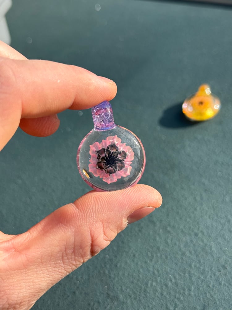 Image of  Black/ pink flower pendant 