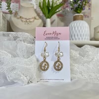 Image 1 of Bow and Rose Dangle Earrings