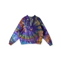Image 1 of XL Ladies Half-Zip Pullover in Deep Spiral Ice Dye