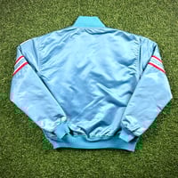 Image 2 of 90’s Starter NFL Pro Line Satin Bomber Jacket Houston Oilers Sz. XL Light Blue