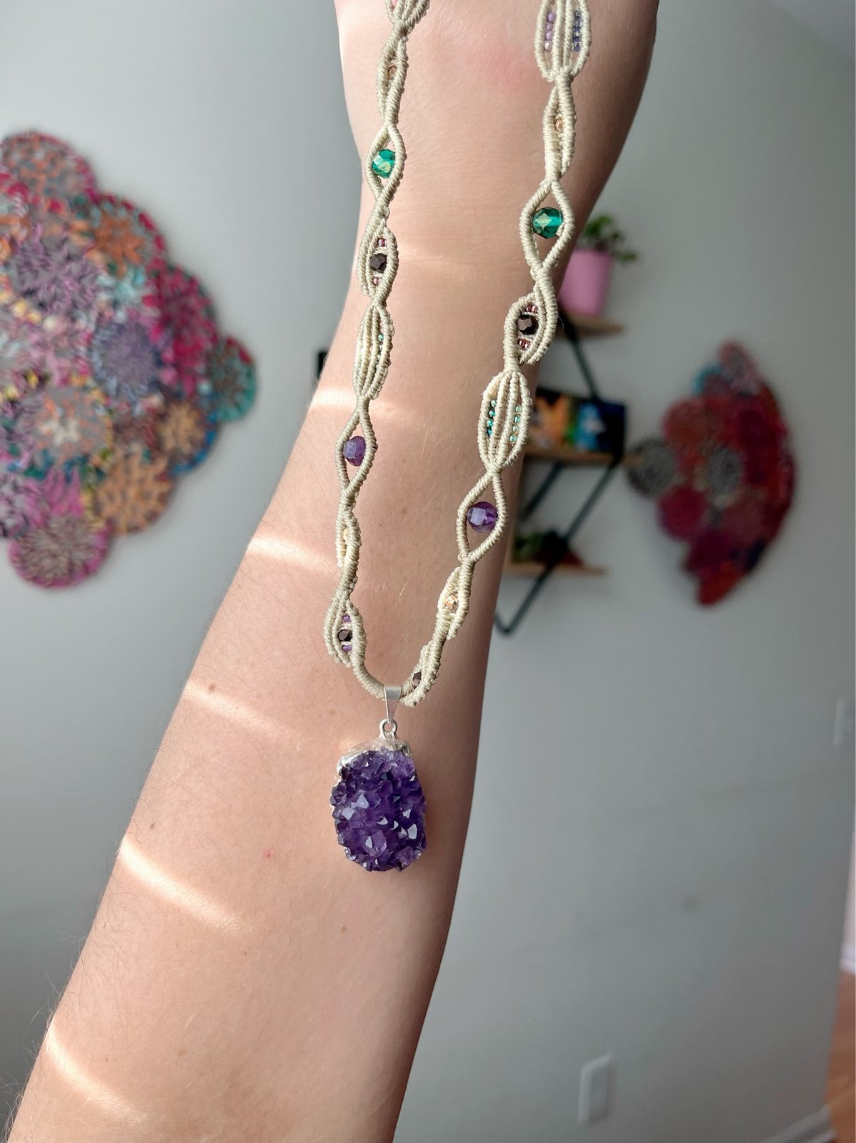 Malachite and Amethyst Gold Lariat Necklace — Haute Victoire