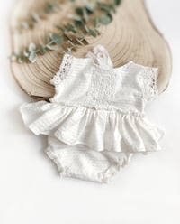 Image 2 of Newborn photo session dress | Mathilde | photo props | white | dots