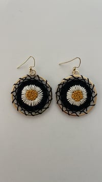 Image 1 of Embroidered Earrings 7 - White Floral B