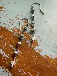 Image 10 of aquamarine boulder opal and prehnite earrings