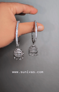 Image 2 of Shanvi_American Diamond Hoop Pinjada Jhumka