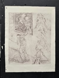 Image 2 of “a window is a tiny portal” soft ground intaglio etching, 20x22, 18x24