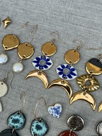 Image 2 of EVIL EYE EARRINGS - COBALT + GOLD (round)