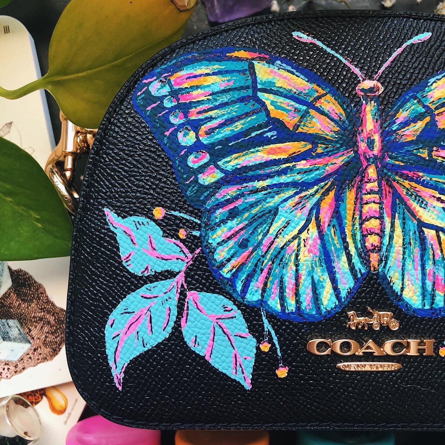 Buy the Coach Ivory Straw Embossed Butterfly Tote Bag | GoodwillFinds