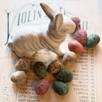 Image 2 of Set of 12 Spun Cotton Eggs, Speckled Style