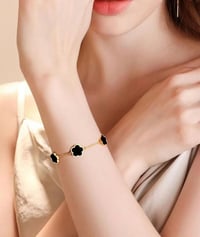 Image 3 of 3-Piece Goldplated, Synthetic  Necklace, Bracelet & Earrings Clover Set  