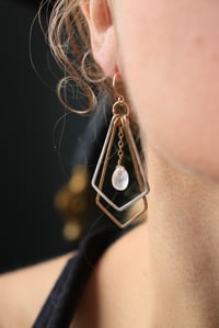 Image 4 of Mixed Metal Moonstone Double Pointed Earrings