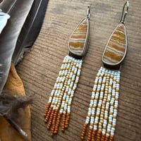 Image 2 of Crazy Lace Agate Beaded Fringe Earrings
