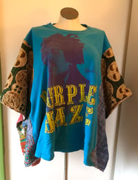Image 2 of Upcycled “Jimi Hendrix: Purple Haze” vintage quilt poncho