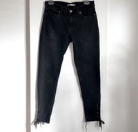 Image 2 of LEVI’S 711 skinny lace up ankle stone wash dark gray jean