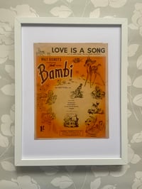 Image 1 of Bambi c1942, framed vintage sheet music of 'Love Is A Song'