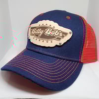 Image 2 of Synder snapback leather patch hat Red & Blue