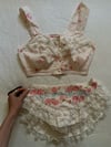 60s frilly floral sleep set