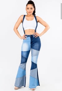 Image 5 of PRISCILLA FLARED SUSPENDER DENIM JEANS 