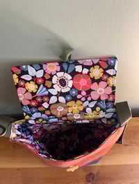 Image 3 of Fabric Shoulder Bag - Sheep on Rust Cotton Linen