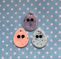 Image 4 of Ceramic Speckled hanging Mini Egg Guys (set of 3)