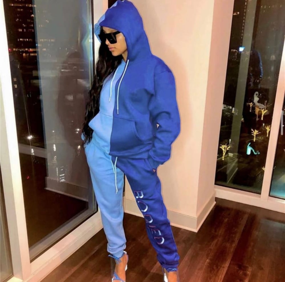 Image of 2 Piece Color-Block Hooded Jogger set