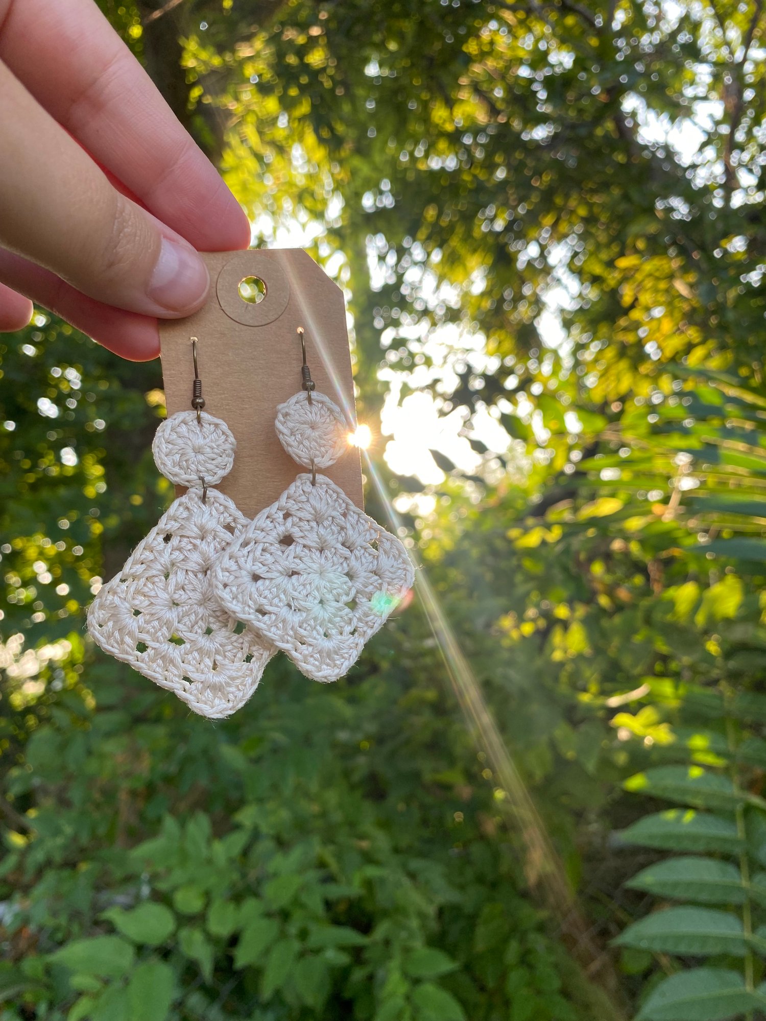 Image of Cream Granny Square Earrings 