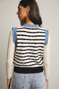 Image 4 of Denim Trim Knit Vest 