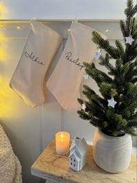 Image 1 of Personalised linen look stocking
