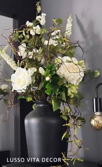 Nordic style - mixed green flowers in Matt black vase