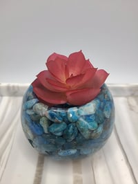 Image 2 of Handmade Resin Bowl with Blue Apatite Crystals | Planter | Candle Holder - 3 Sizes