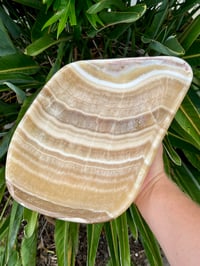 Image 1 of Large Banded Orange Calcite Crystal Bowl #2778