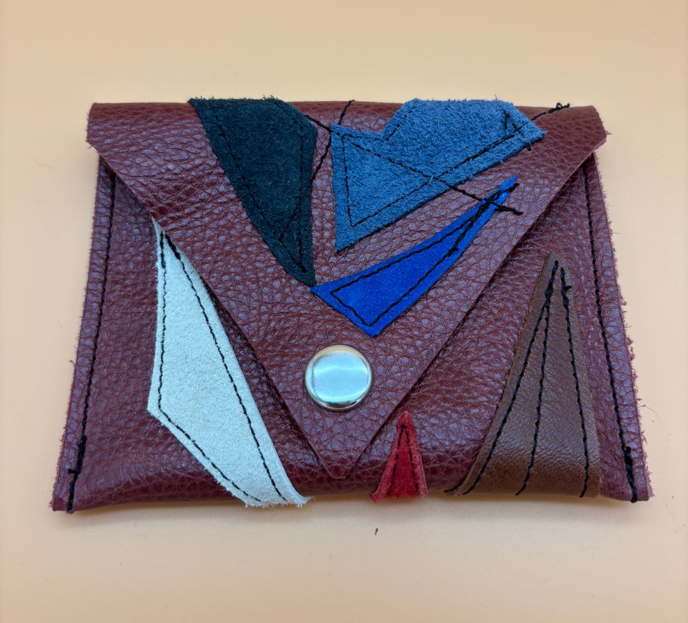 Scrap Leather Coin Purse with Abstract Shapes (One-of-a-Kind