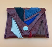 Image 1 of Scrap Leather Coin Purse with Abstract Shapes (One-of-a-Kind) Red