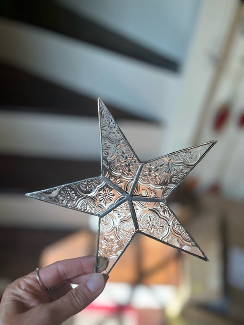 Image of Clear Vintage Star- stained glass