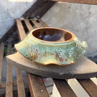 Image 1 of Green & Brown Drippy Flutter Dish