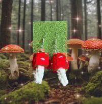 Image 1 of Crochet Mushroom Earrings 