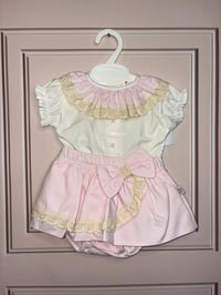Spanish pink bow skirt set 