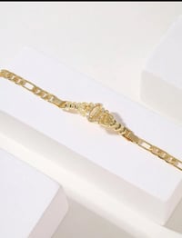 Image 1 of 14k Gold plated Virgin Mary bracelet 