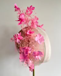 Image 3 of Pink floating flowers on veiling