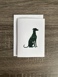 Image 1 of Sitting Sighthound Greeting Card - Forest Green