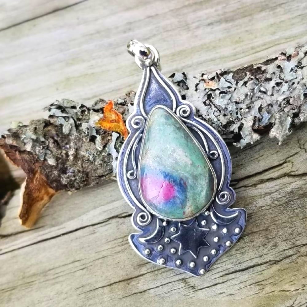 Image of Romany Boho - Ruby Fuchsite Pendant in Sterling Silver