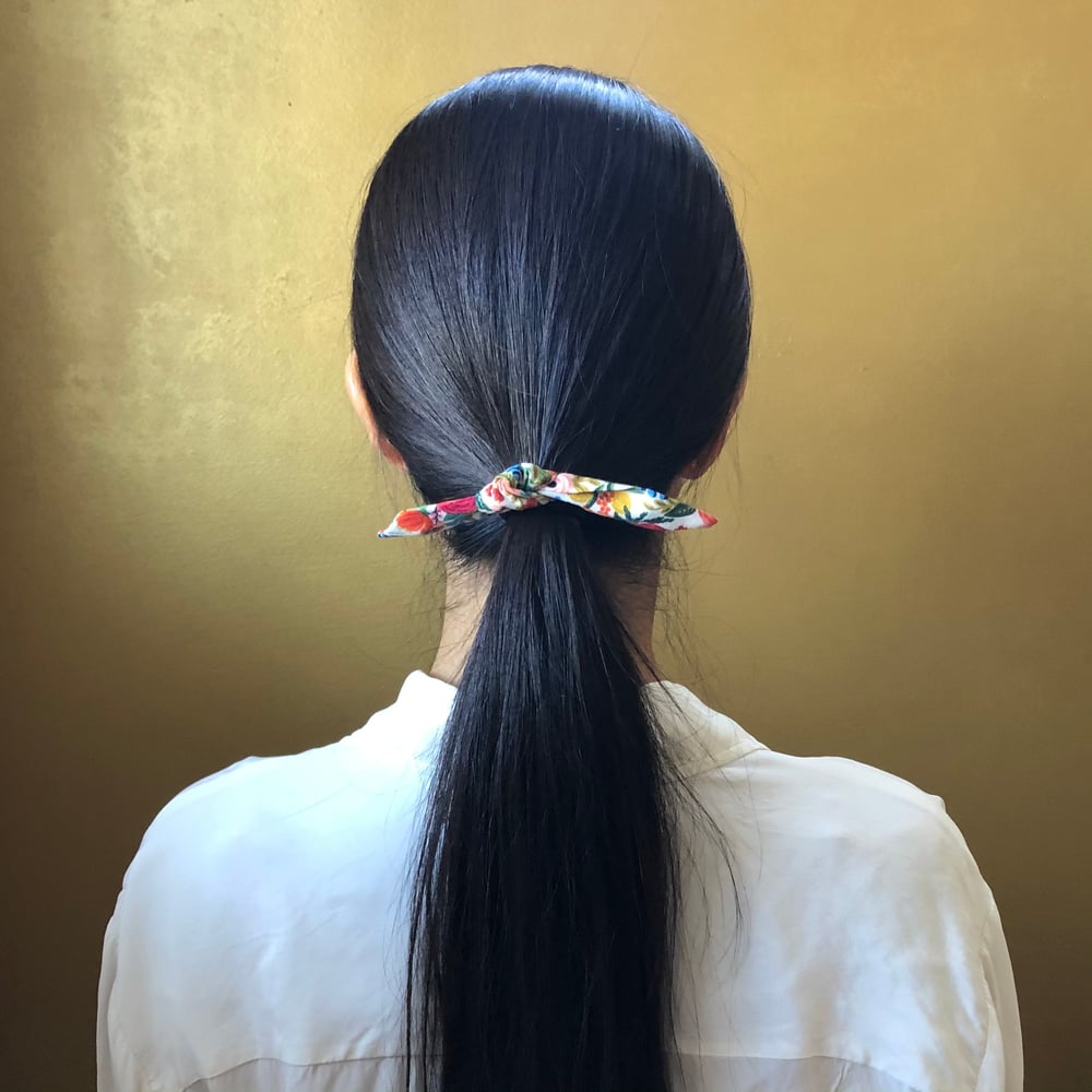 Image of Bow Hair Ties - Rifle Paper Co. - Light Blue Floral