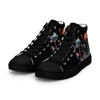 Image 2 of Beautiful Neon Watercolor Mushroom Mycology Women’s high top canvas shoes