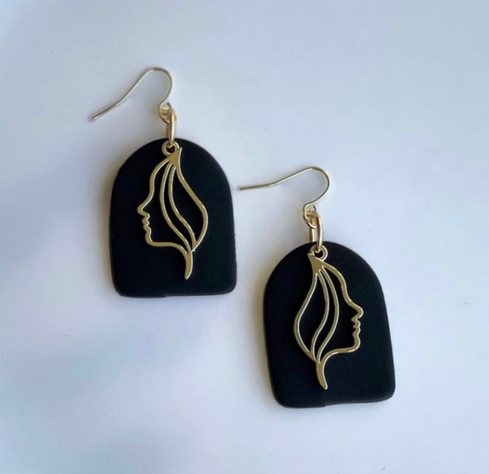 Image of Black arch face earrings