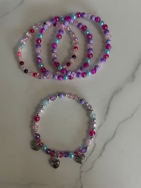 Image 7 of Valentine Tumbler Bracelet Stack with Heart Charms – Beaded Cup Accessory